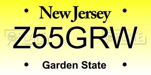 Z55GRW New Jersey License Plate