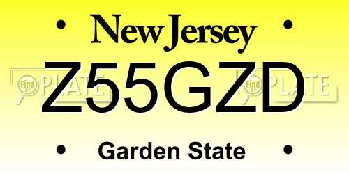 Z55GZD New Jersey License Plate