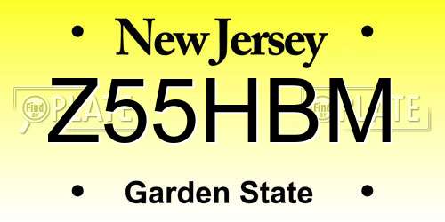 Z55HBM New Jersey License Plate