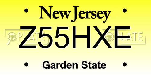 Z55HXE New Jersey License Plate