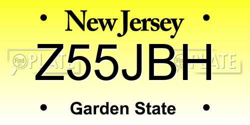 Z55JBH New Jersey License Plate