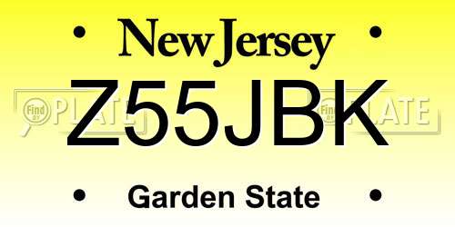Z55JBK New Jersey License Plate