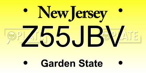Z55JBV New Jersey License Plate