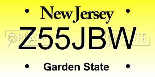 Z55JBW New Jersey License Plate