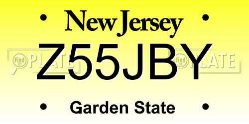 Z55JBY New Jersey License Plate