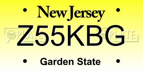 Z55KBG New Jersey License Plate