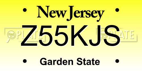 Z55KJS New Jersey License Plate