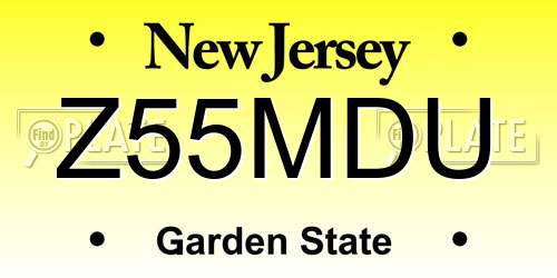 Z55MDU New Jersey License Plate