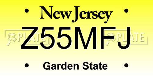 Z55MFJ New Jersey License Plate
