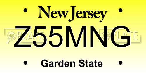 Z55MNG New Jersey License Plate