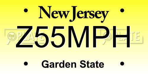 Z55MPH New Jersey License Plate