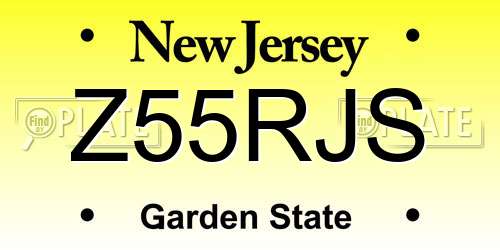 Z55RJS New Jersey License Plate