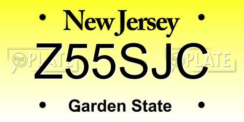 Z55SJC New Jersey License Plate