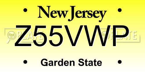 Z55VWP New Jersey License Plate