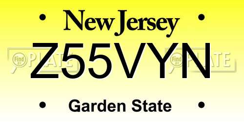 Z55VYN New Jersey License Plate