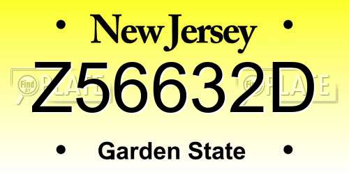 Z56632D New Jersey License Plate