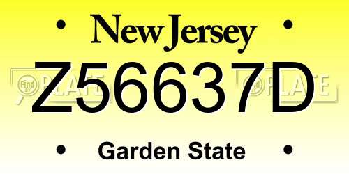 Z56637D New Jersey License Plate
