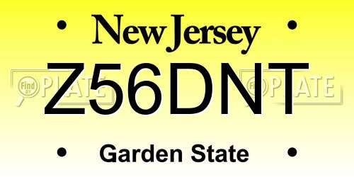 Z56DNT New Jersey License Plate