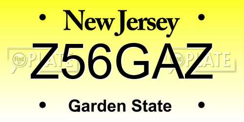 Z56GAZ New Jersey License Plate