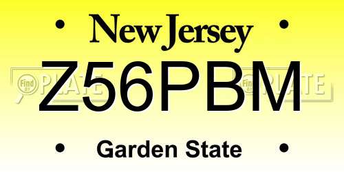 Z56PBM New Jersey License Plate