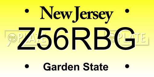 Z56RBG New Jersey License Plate