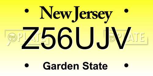 Z56UJV New Jersey License Plate
