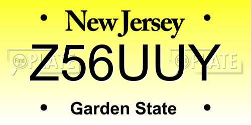 Z56UUY New Jersey License Plate