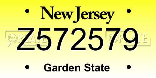 Z572579 New Jersey License Plate