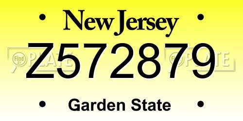 Z572879 New Jersey License Plate