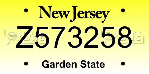 Z573258 New Jersey License Plate
