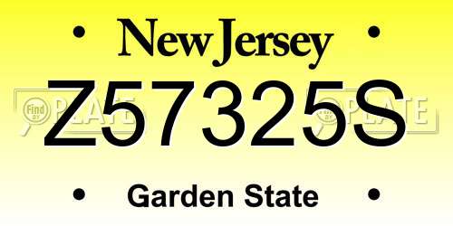 Z57325S New Jersey License Plate