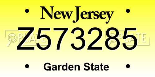 Z573285 New Jersey License Plate