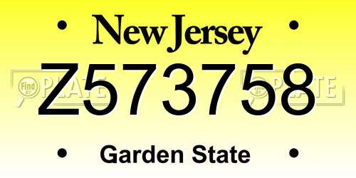 Z573758 New Jersey License Plate