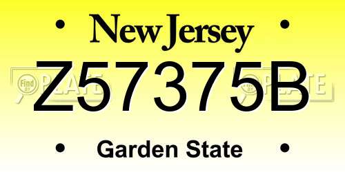 Z57375B New Jersey License Plate
