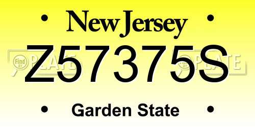 Z57375S New Jersey License Plate