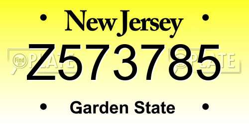 Z573785 New Jersey License Plate