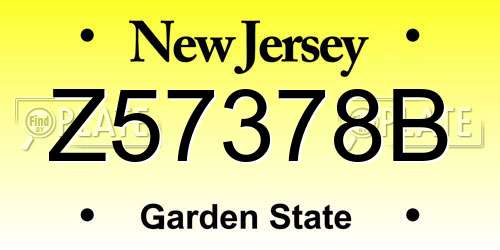 Z57378B New Jersey License Plate