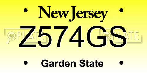 Z574GS New Jersey License Plate