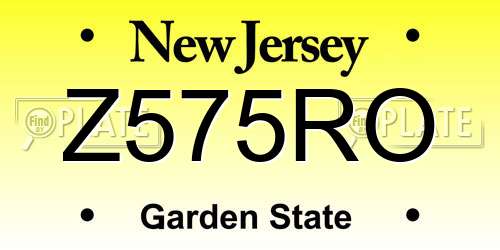 Z575RO New Jersey License Plate