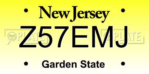 Z57EMJ New Jersey License Plate