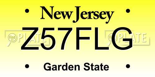 Z57FLG New Jersey License Plate