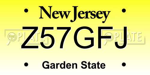 Z57GFJ New Jersey License Plate