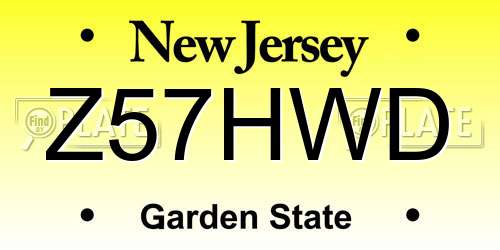 Z57HWD New Jersey License Plate