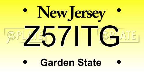 Z57ITG New Jersey License Plate
