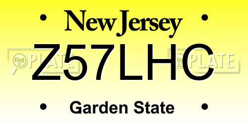 Z57LHC New Jersey License Plate