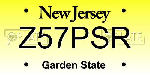 Z57PSR New Jersey License Plate