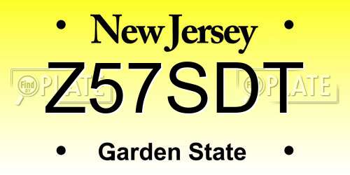 Z57SDT New Jersey License Plate