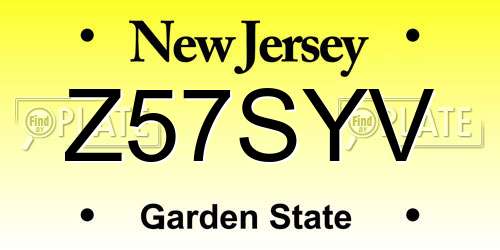 Z57SYV New Jersey License Plate