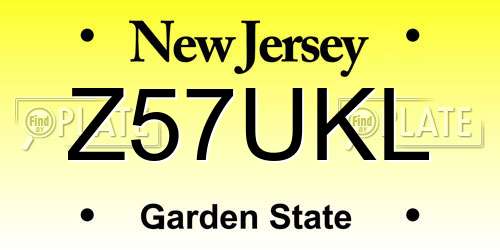 Z57UKL New Jersey License Plate