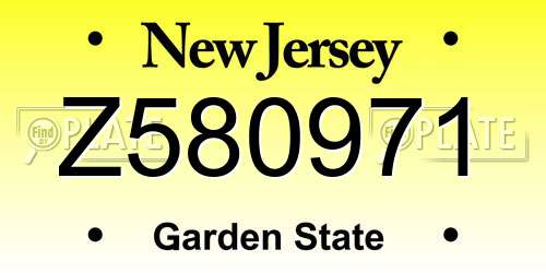 Z580971 New Jersey License Plate